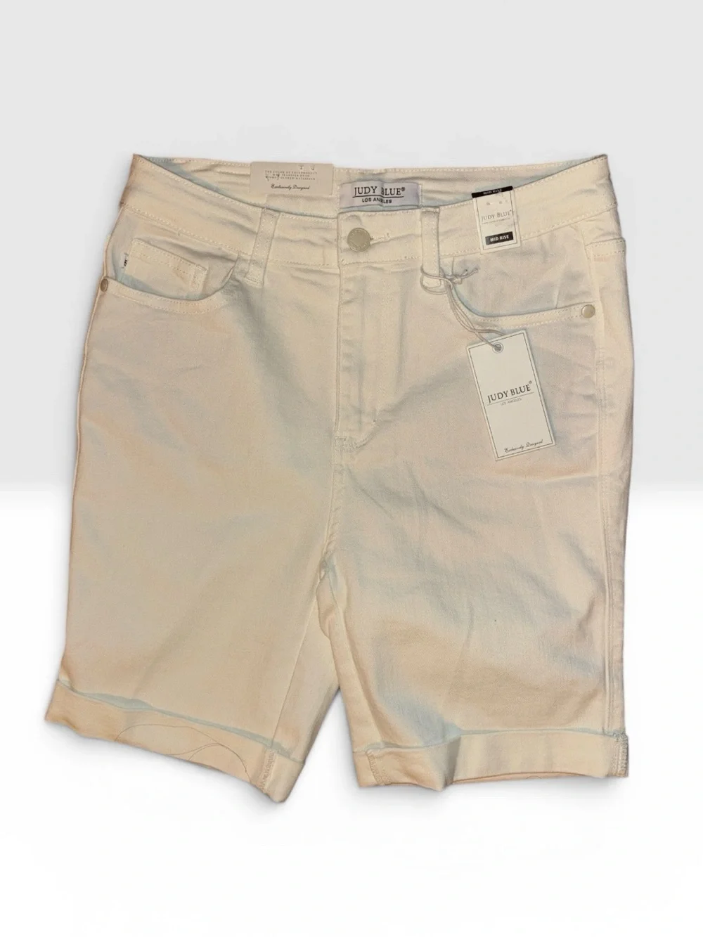 🤍✨ NWT Judy Blue Mid-Rise Stretch Shorts | White | M- MSRP $55
